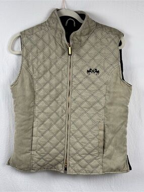 Equine Couture women’s Large Quilted Sleeveless Vest in Light tan faux suede